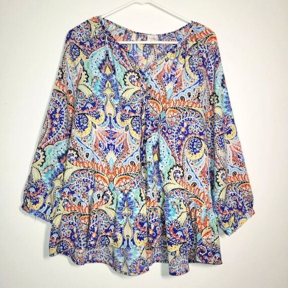 Cupio Colorful Paisley Boho Top XL - Picture 1 of 11